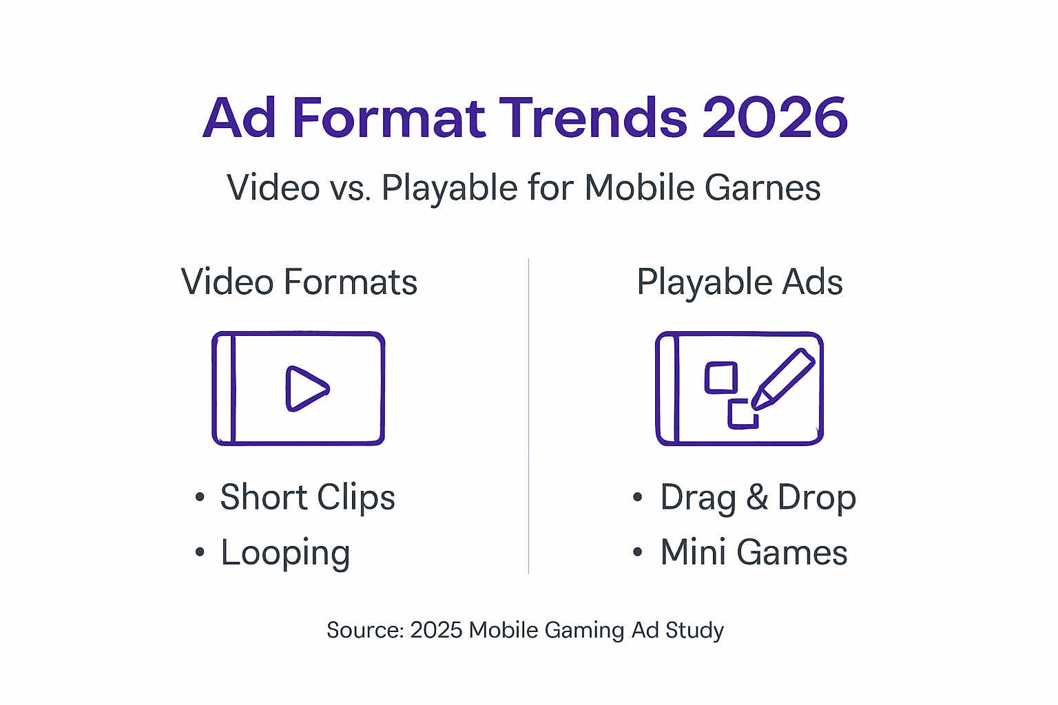 Infographic showing ad formats and game genres