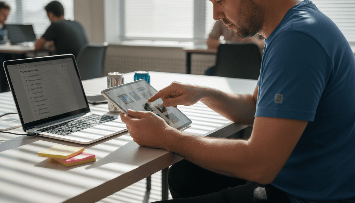 Marketer building playable demo with tablet