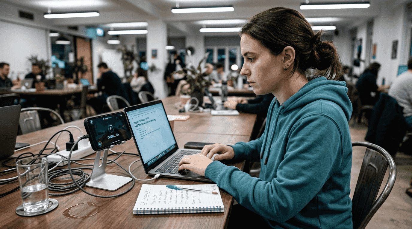 Tester reviewing playable ad on smartphone