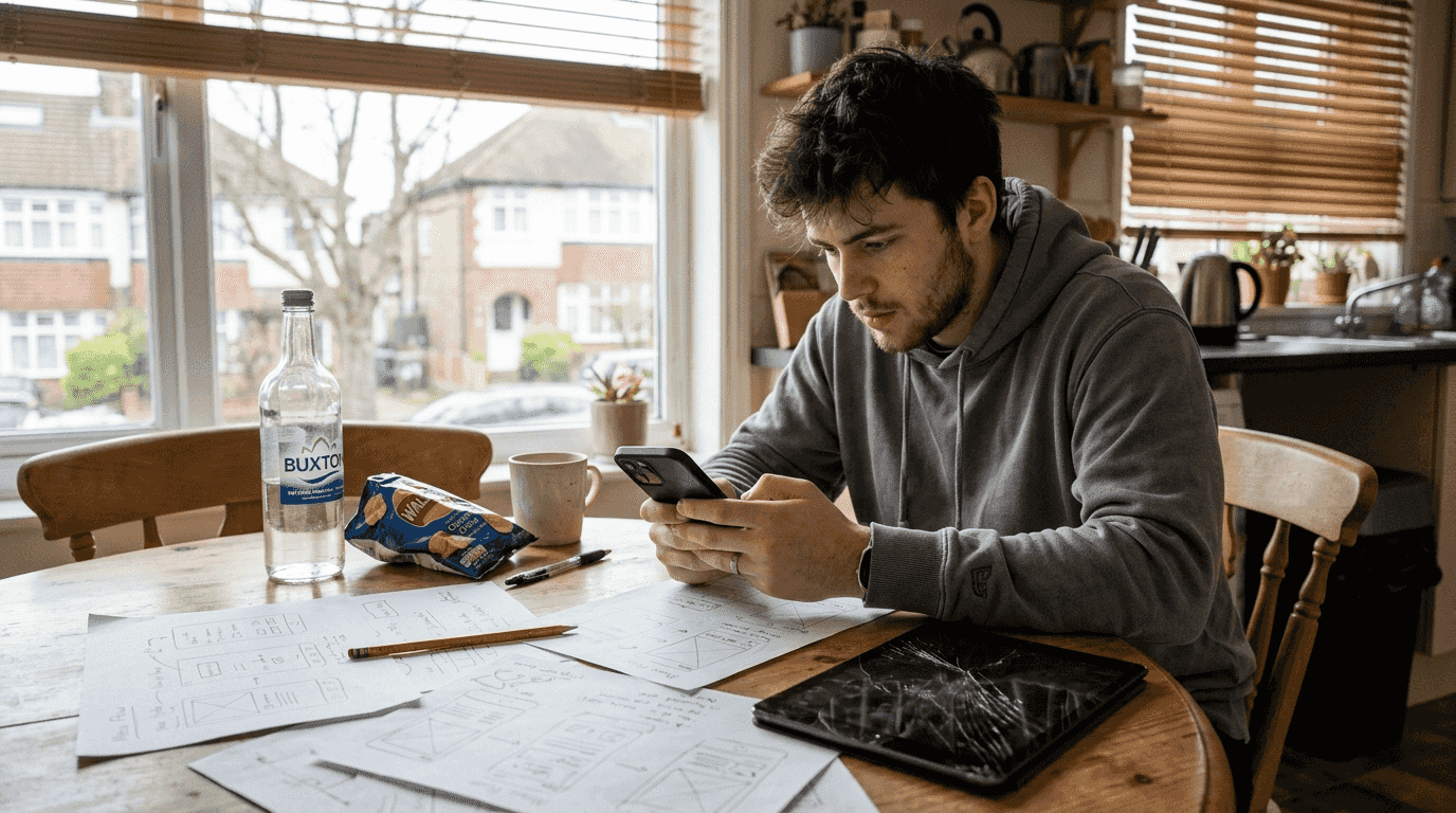 Developer testing playable ad on smartphone