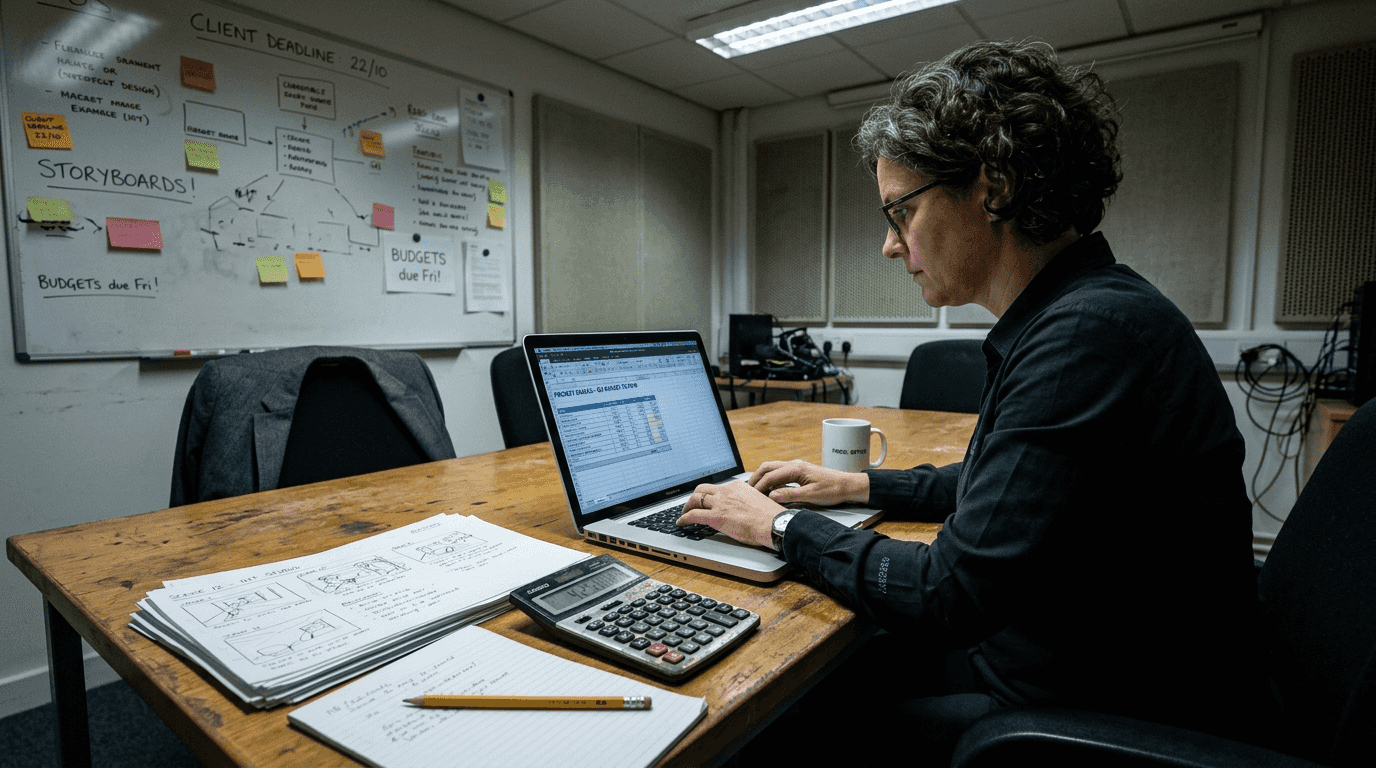 Producer calculating playable ad production budget