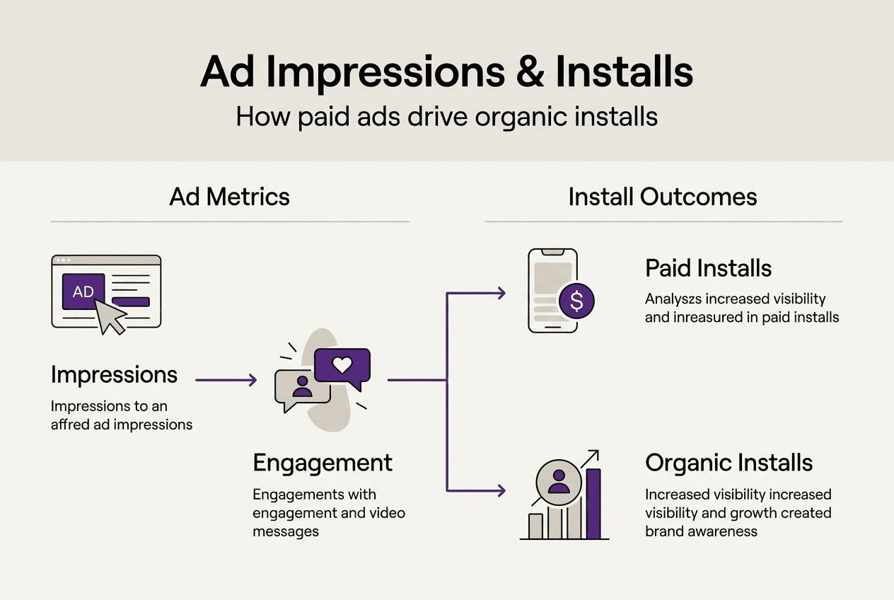 Infographic showing ad impressions and installs