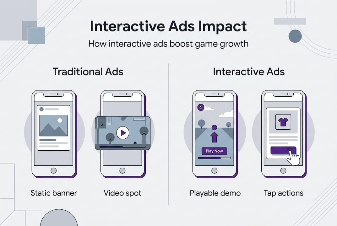 Infographic showing interactive vs traditional ads
