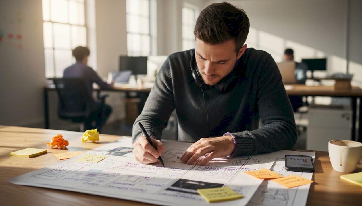 Analyst updates creative ad storyboards