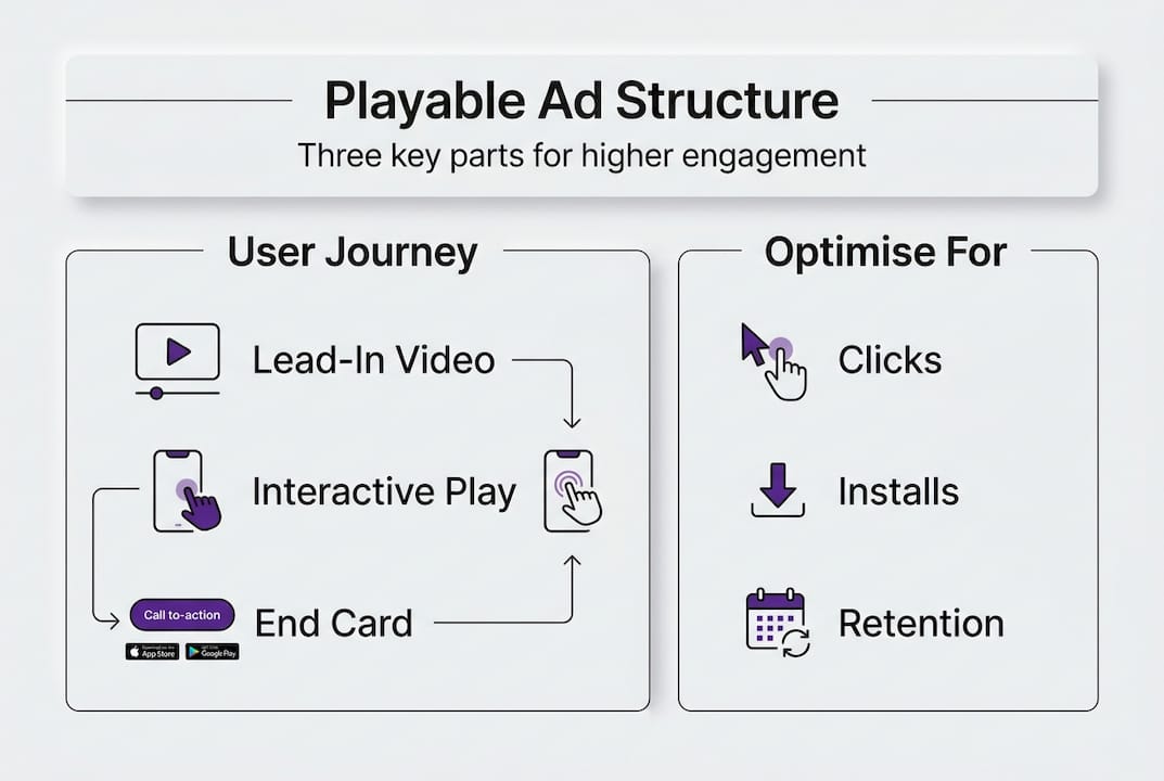 Infographic showing key parts of playable ad