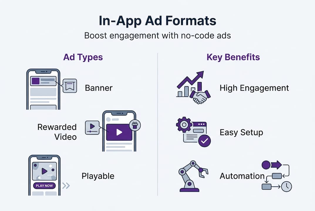 Infographic of in-app ad formats and benefits