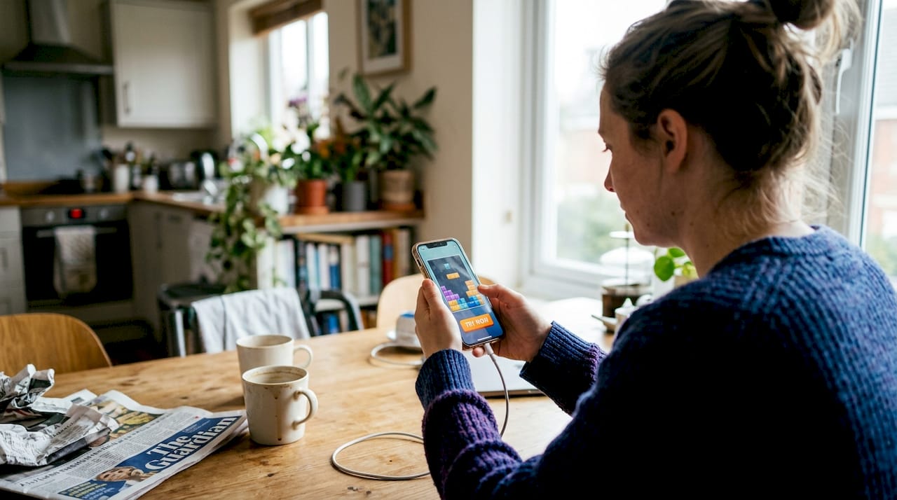 User interacting with playable game ad