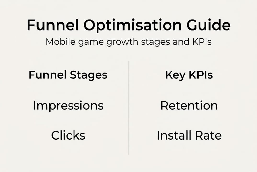 Infographic showing funnel stages and KPIs