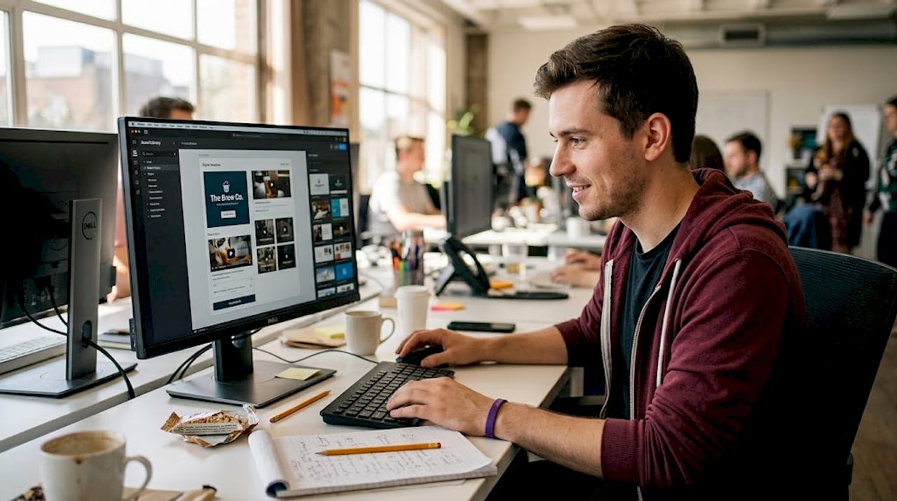 Designer choosing assets for playable ad