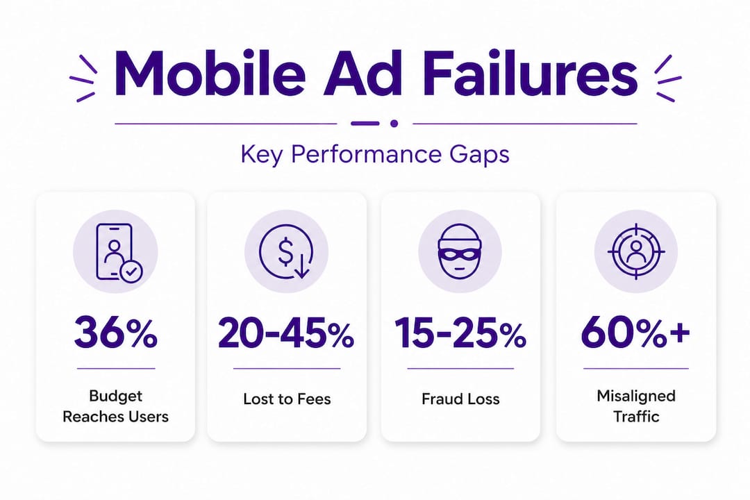 Infographic shows mobile ad failure stats and budget loss