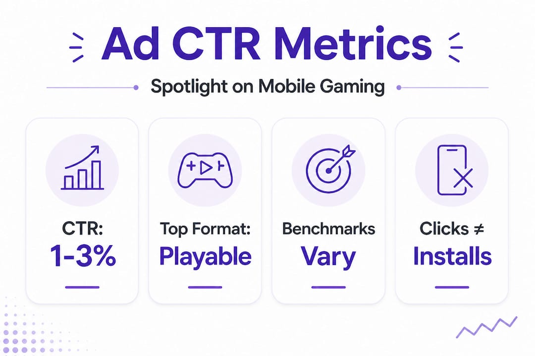 Infographic summarizing key mobile ad CTR stats