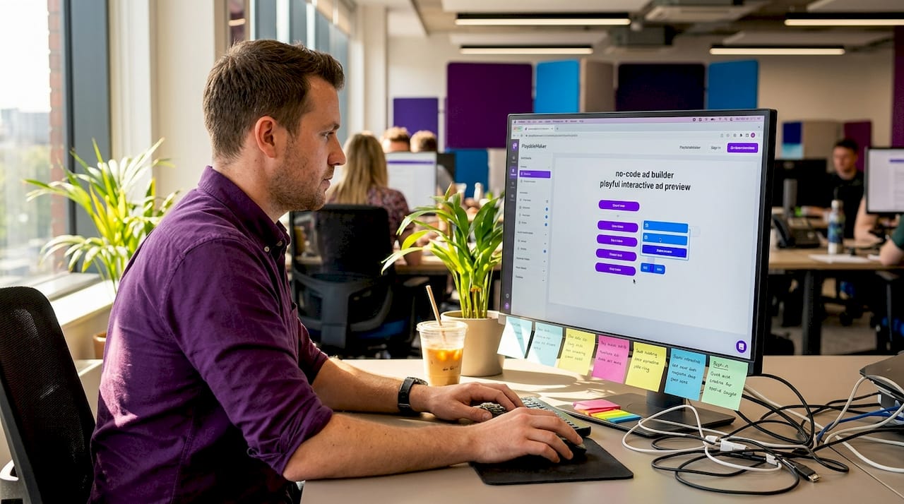 Designer creating playable ad with no-code tool