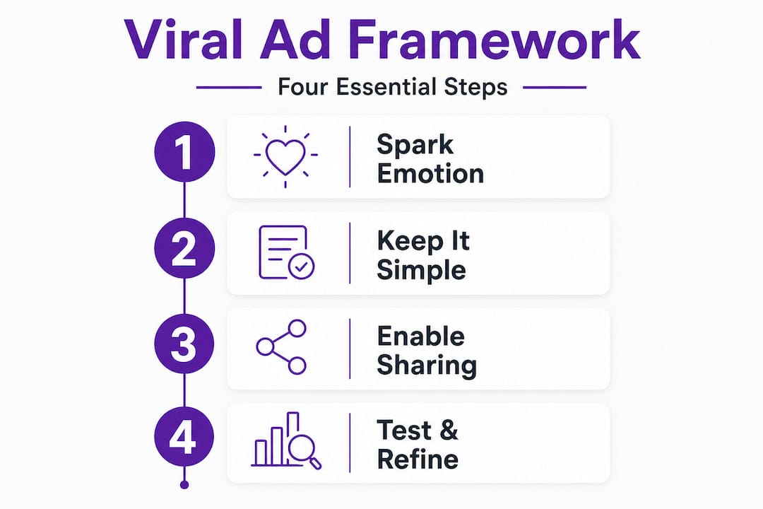 Infographic outlining four steps to viral ad content