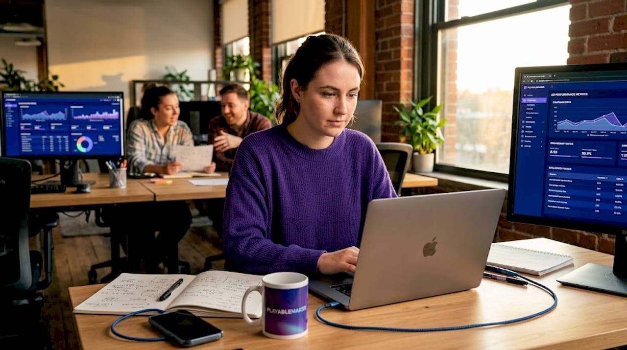Open workspace with weekly ad testing activity