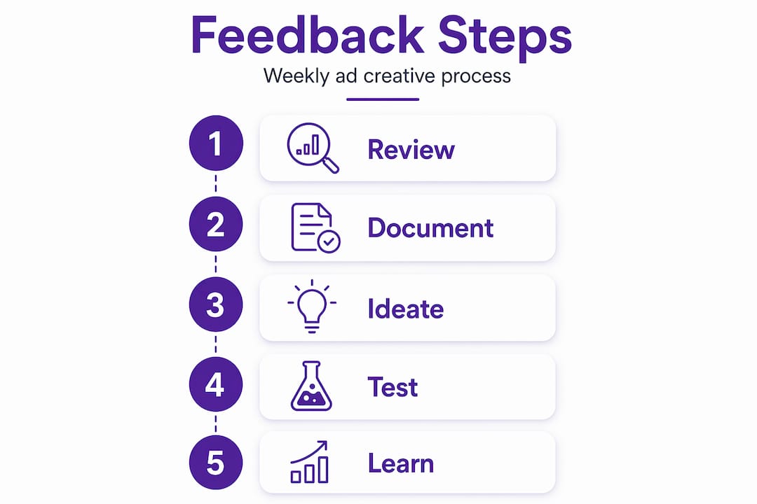 Infographic of ad feedback process steps
