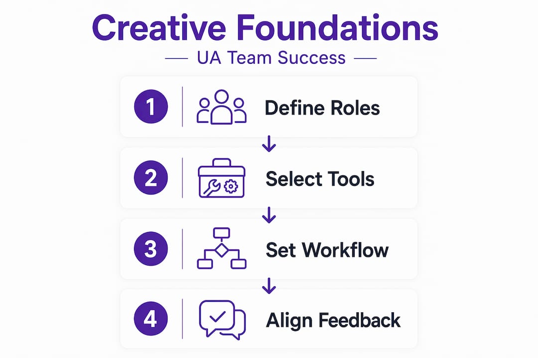 Infographic visualising UA team creative process steps