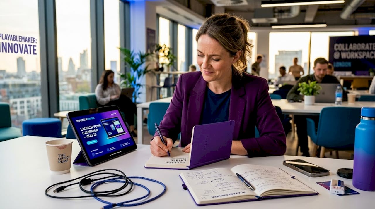 Businesswoman refining ad call to action