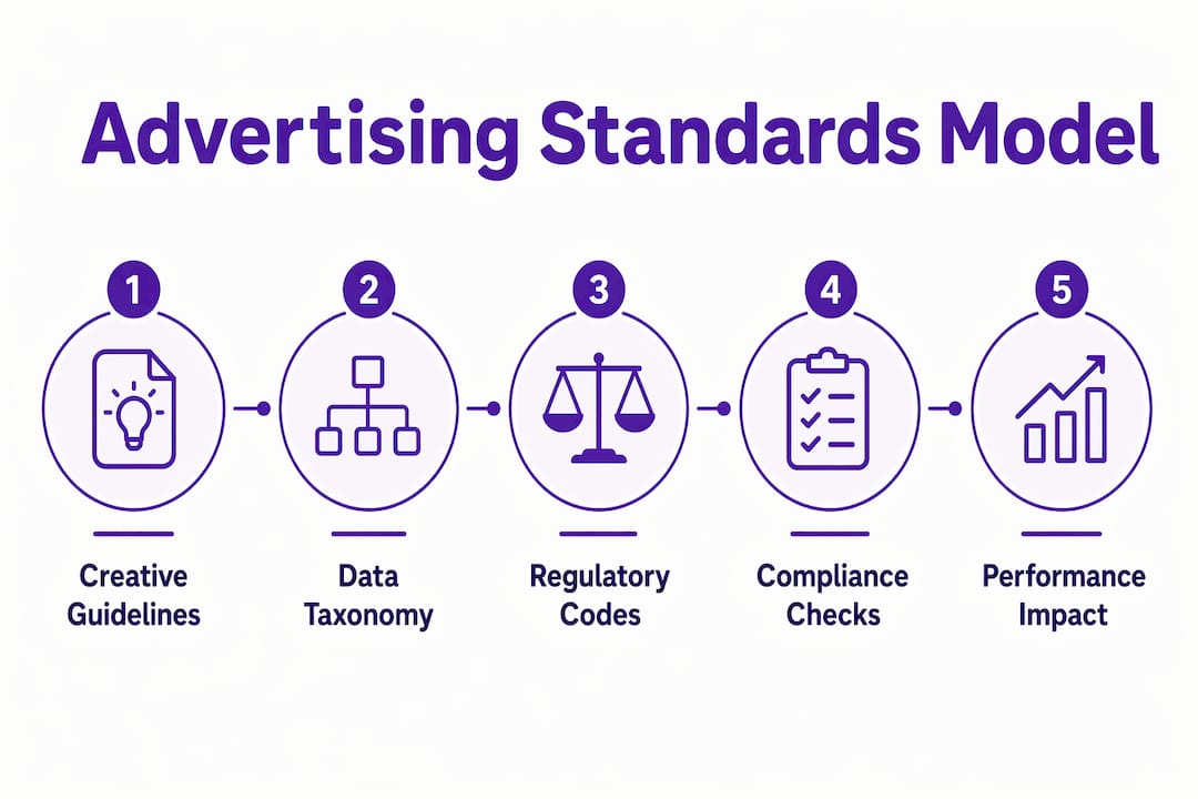 Infographic showing advertising standards model components