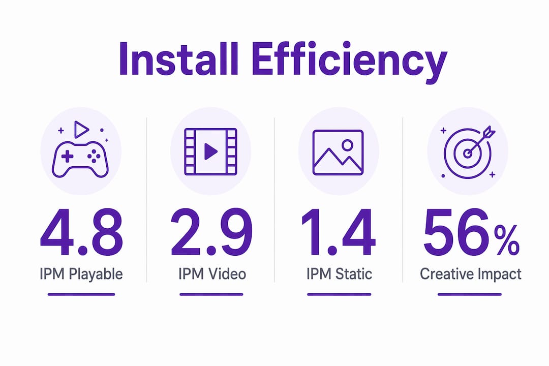 Infographic comparing install performance by ad format