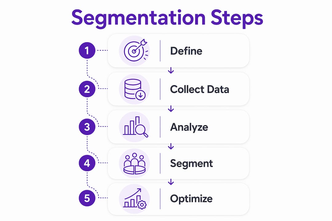 Infographic showing audience segmentation steps
