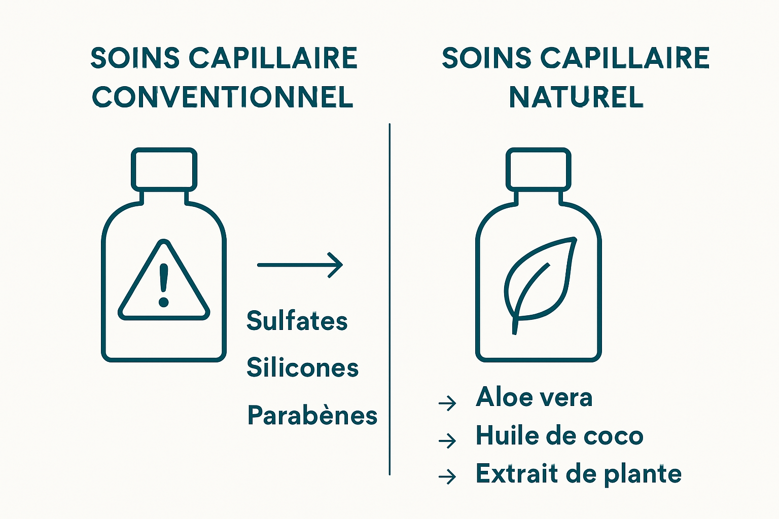 Conventionnel versus naturel hair care comparison infographic