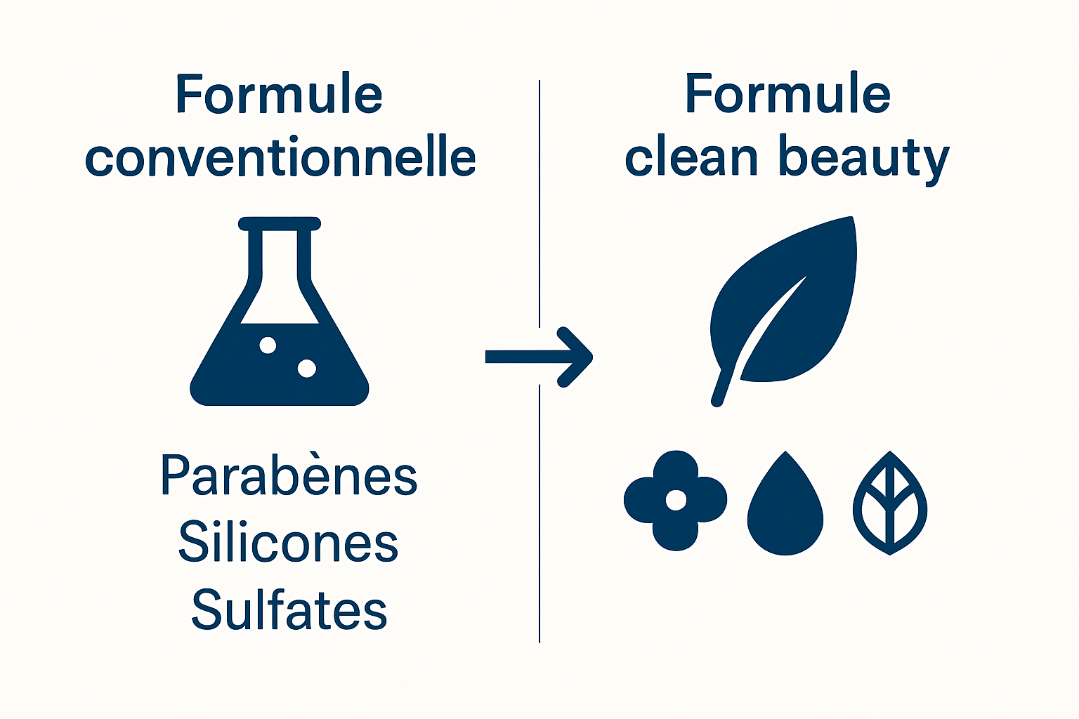 Infographic comparing clean beauty to conventional formulas
