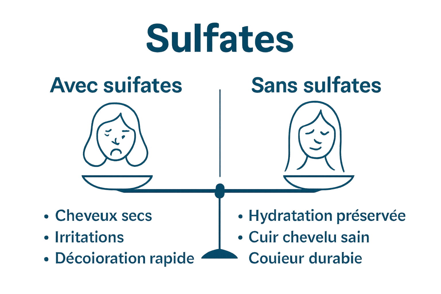 Comparaison visuelle soins avec et sans sulfates