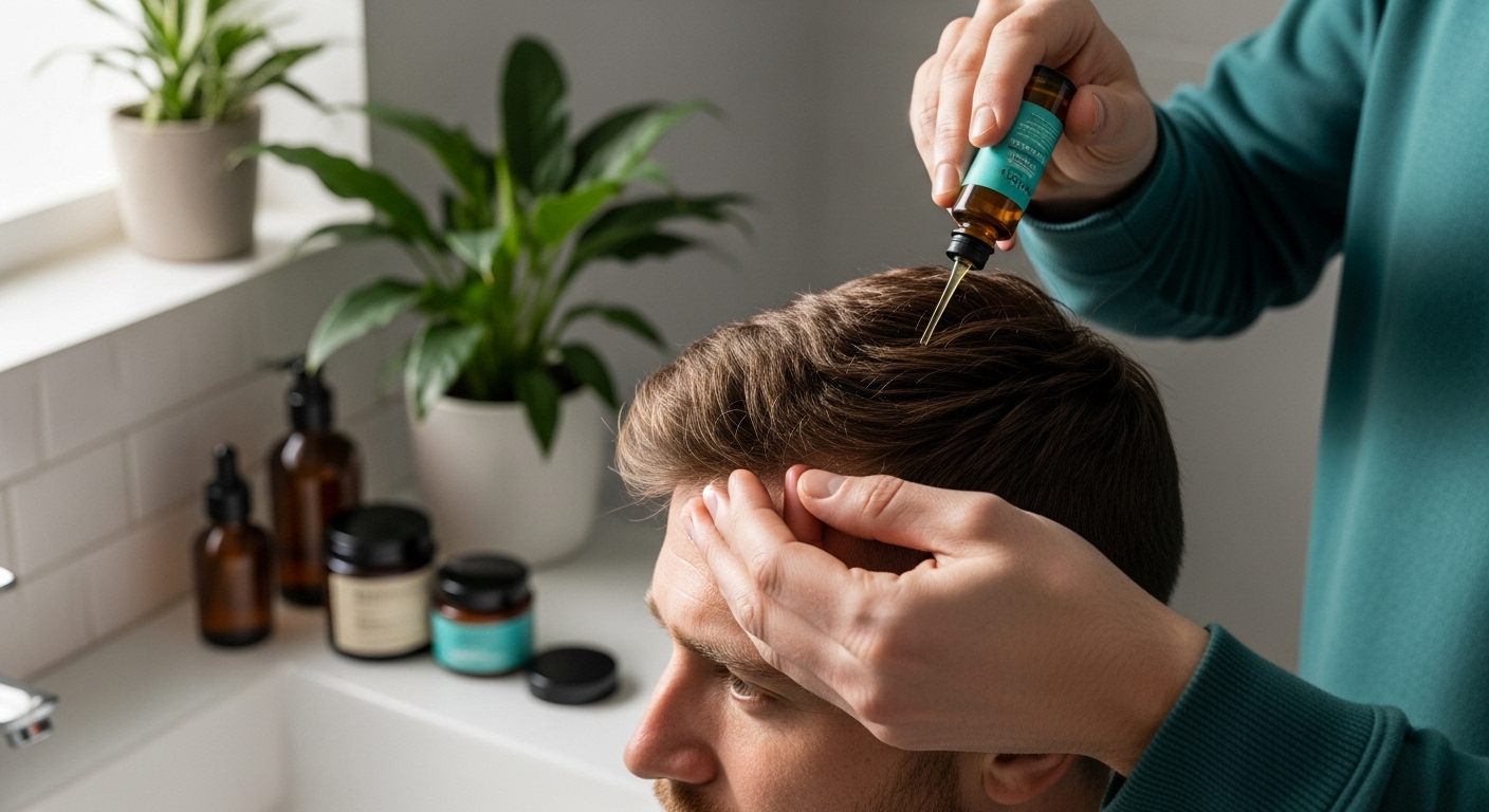 application huile cheveux naturel homme