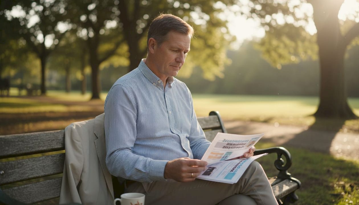 Hands pointing at insurance coverage details outdoors