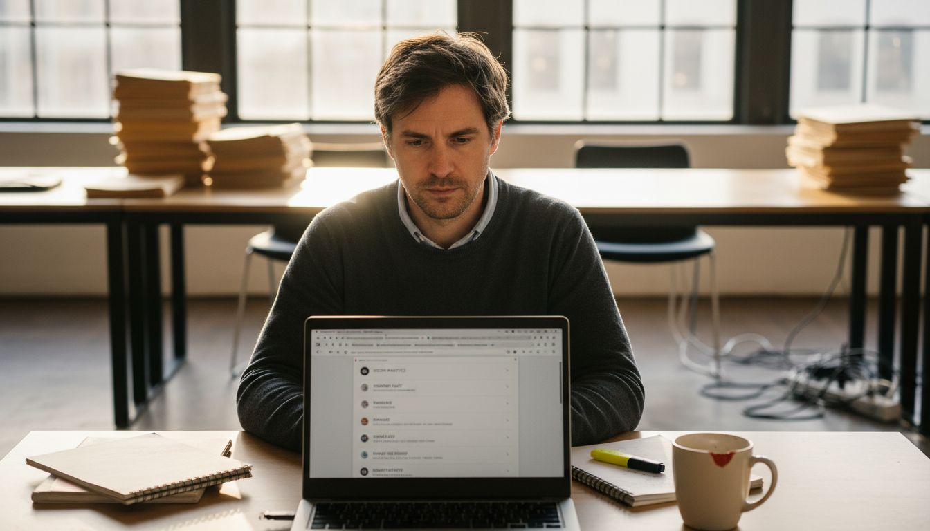 Manager preparing brand audit materials at workspace