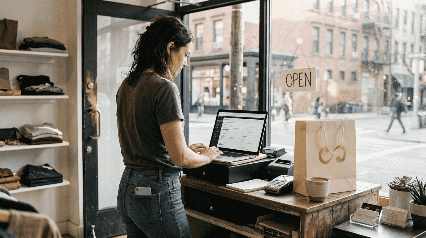 Small business owner at workspace in 2026