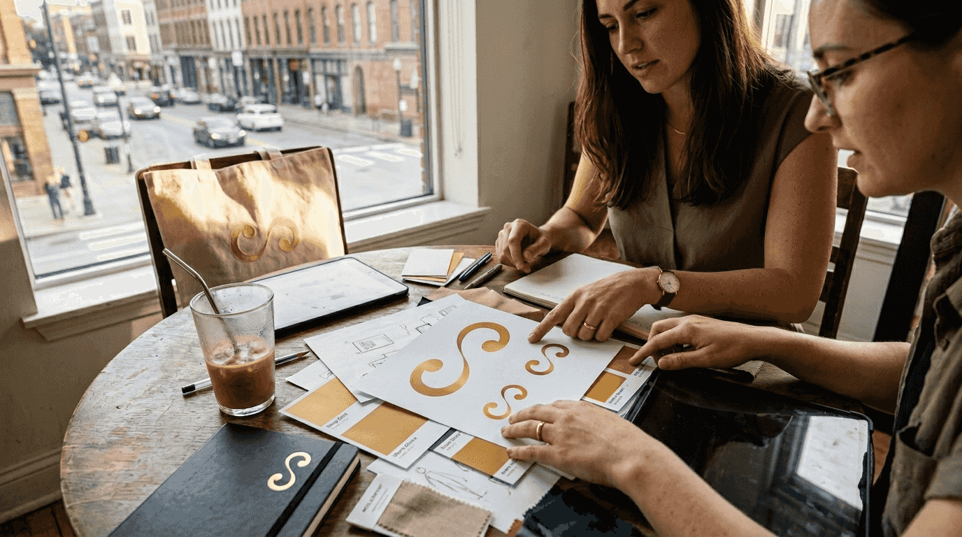 Small business owner and designer meeting