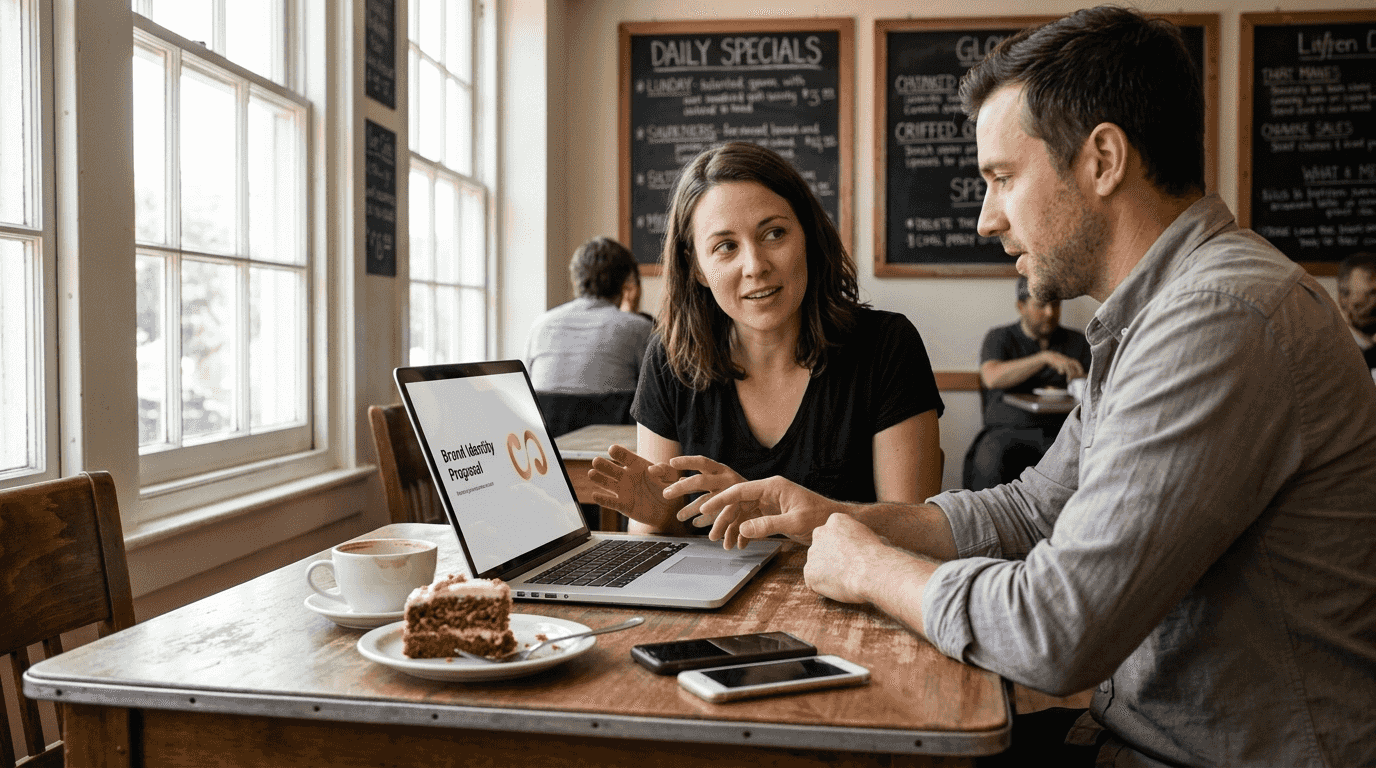 Small business owner meeting on digital marketing