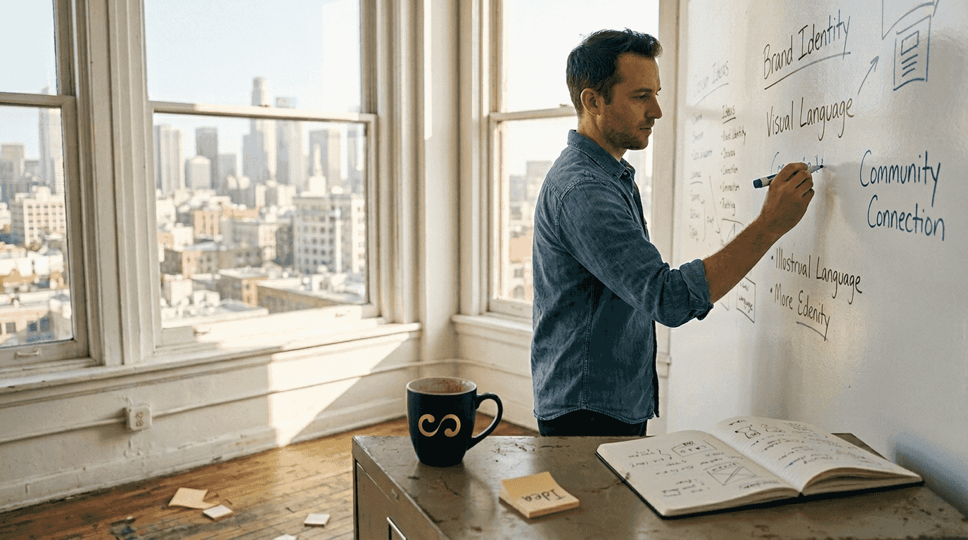 Small business owner planning brand strategy