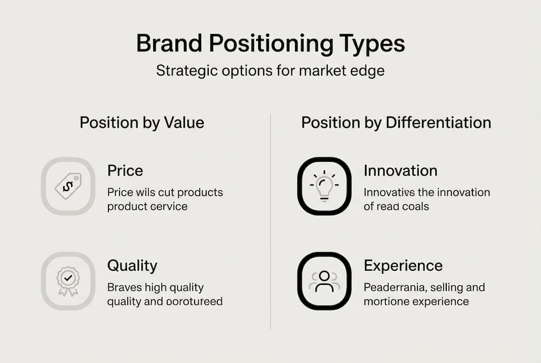 Infographic summarizing brand positioning strategy types