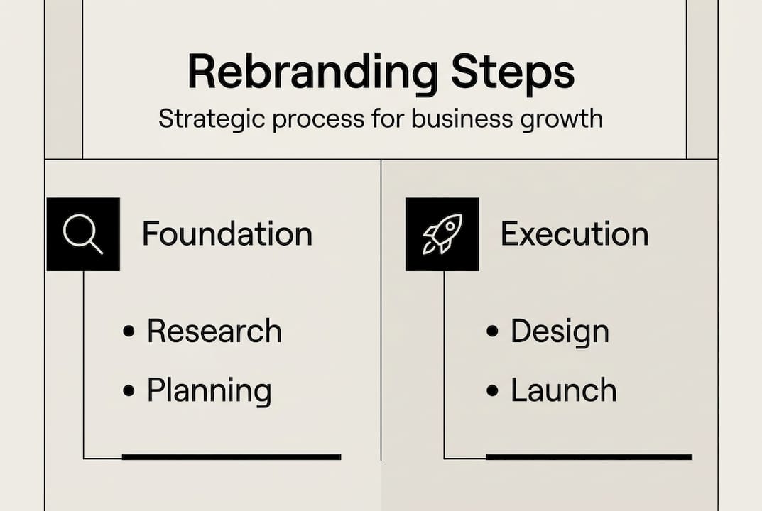 Infographic showing rebranding process steps
