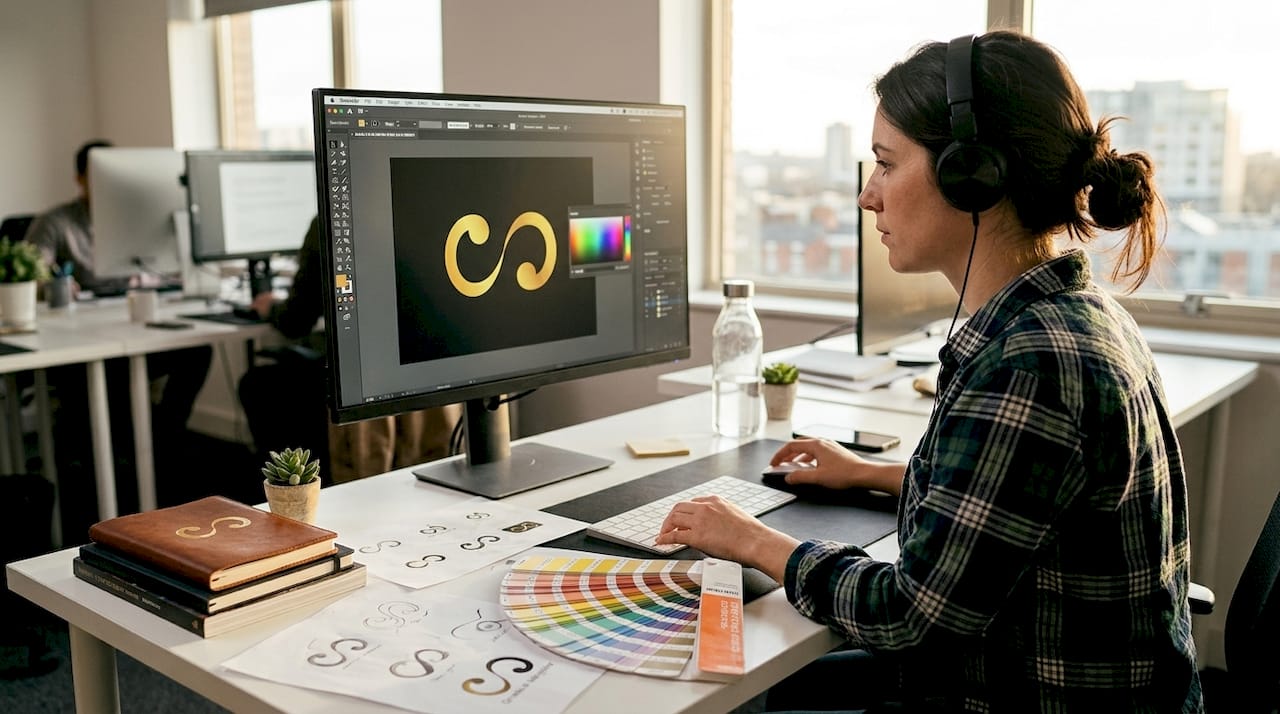 Designer working on new brand logo