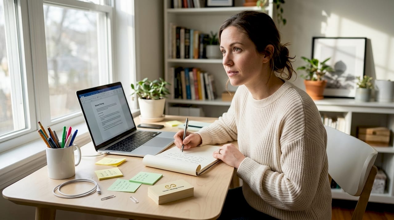 Small business owner planning brand identity