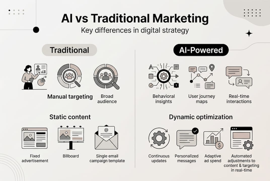 Infographic showing AI versus traditional marketing