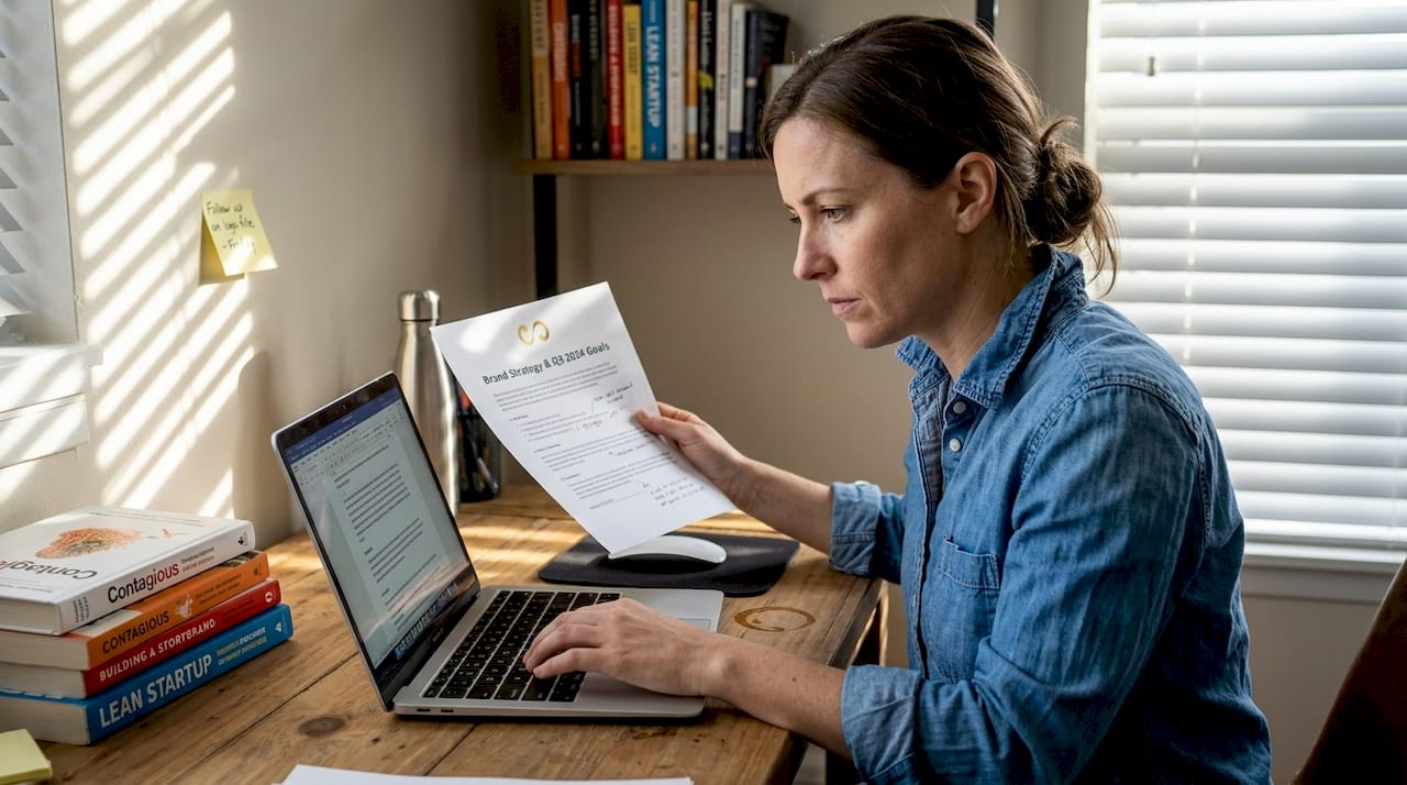 SME owner reviews brand strategy document