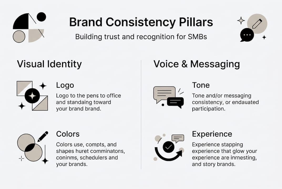 Infographic showing brand consistency pillars
