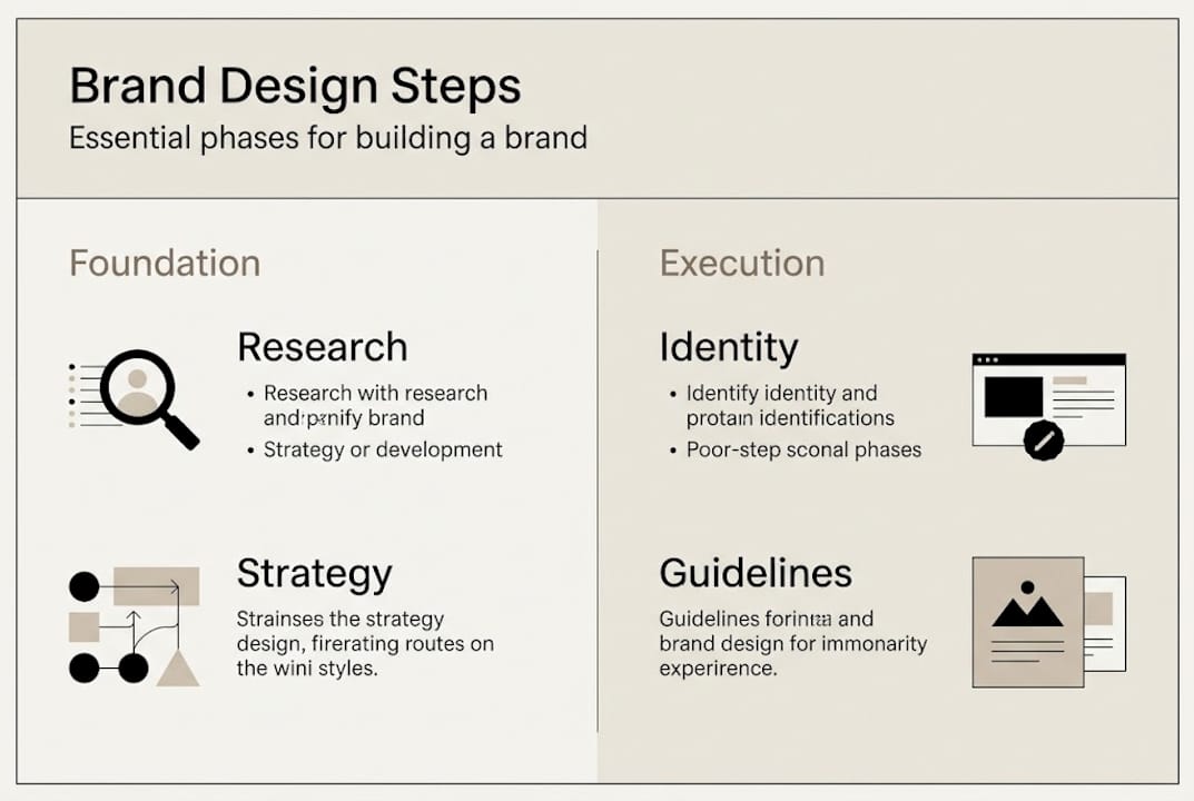 Infographic outlining main brand design steps