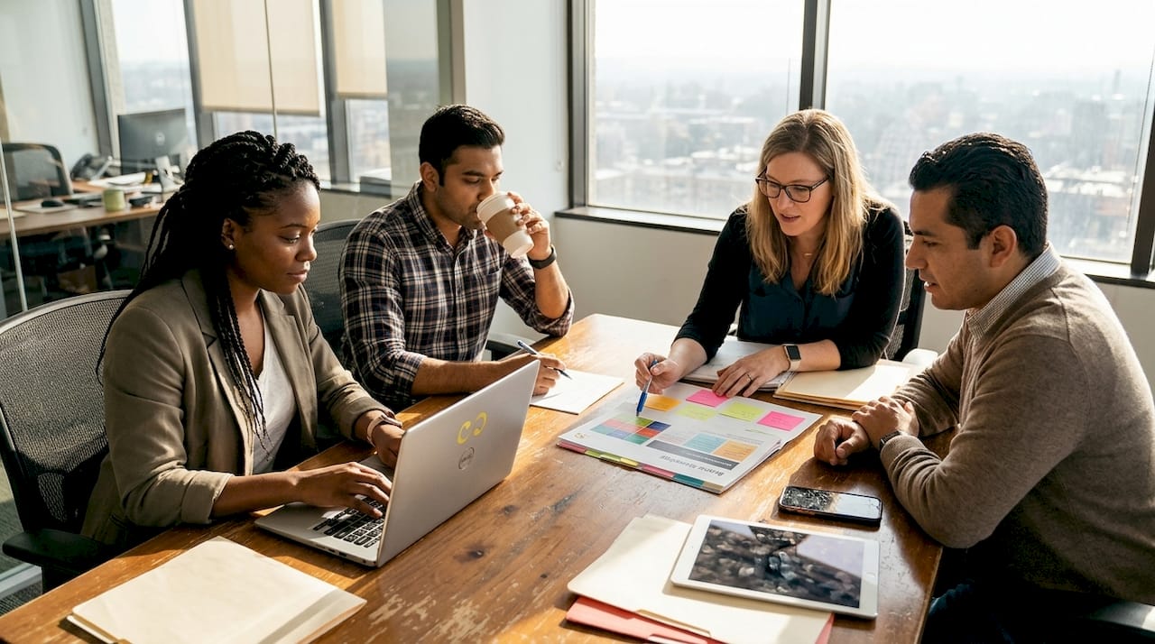 SME team reviews brand strategy materials