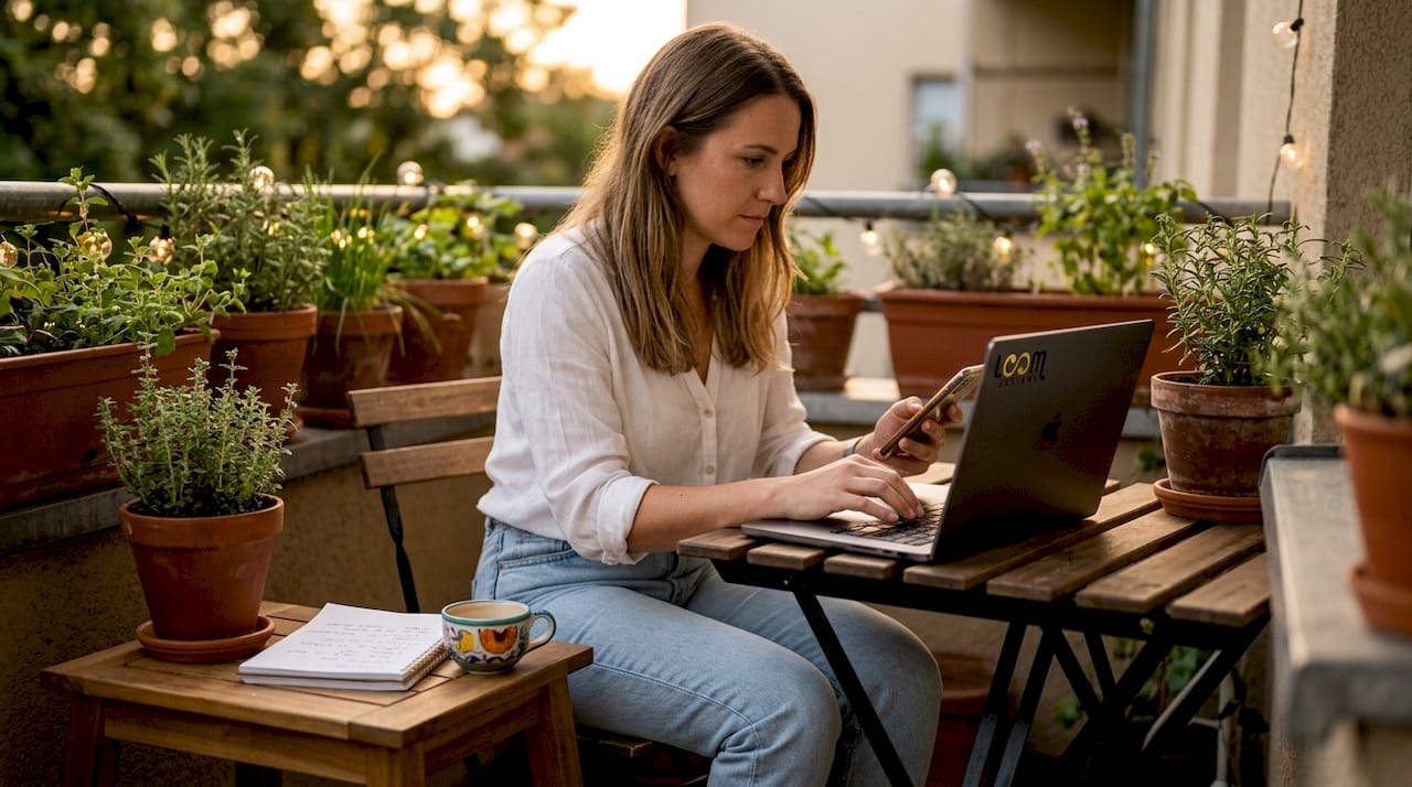Female small business owner working on digital marketing