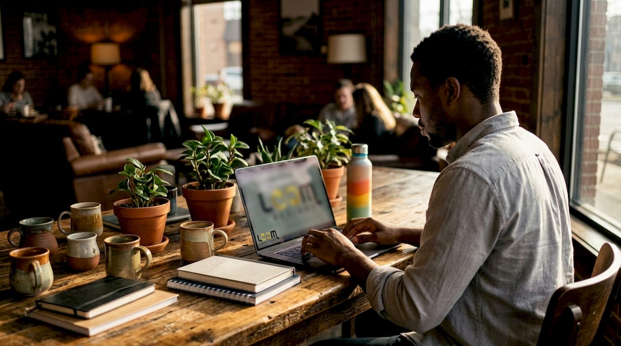 Developer coding mobile-first CSS on laptop