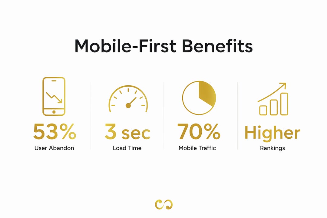 Infographic showing mobile-first design key statistics