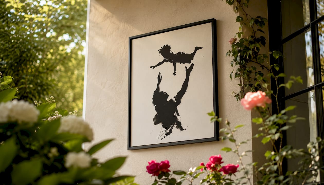 Minimalist silhouette black father art print