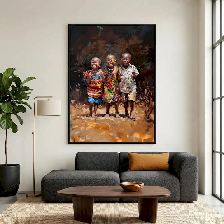 African American Children Canvas Wall Art Print - Pure Joy | Noirci Studio