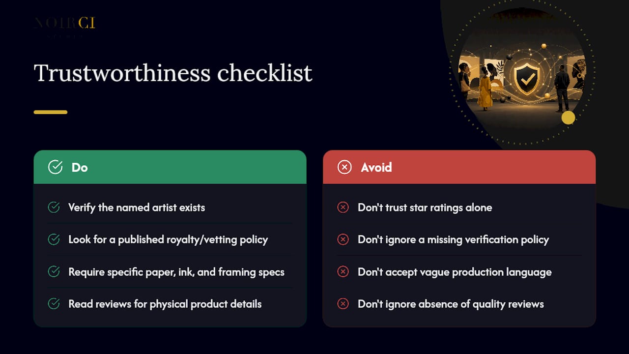 Trustworthiness checklist for curated Black art shops