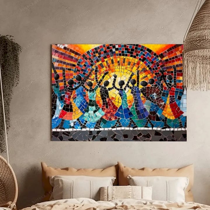 African Mosaic Tribal Canvas Wall Art Print - Shine On | Noirci Studio